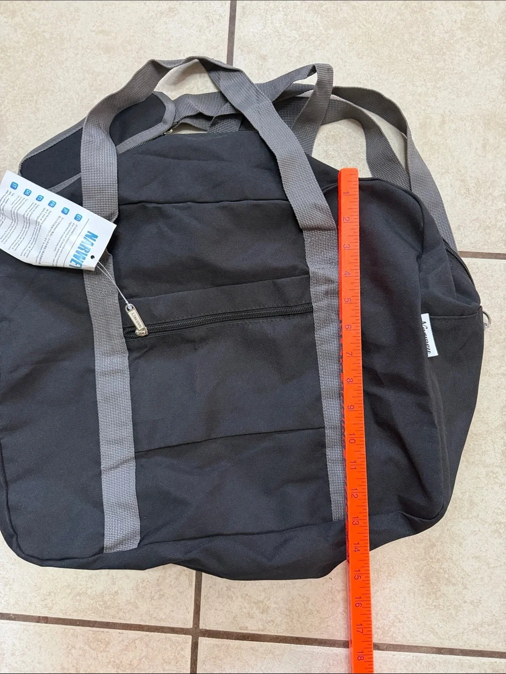 Harveys Black Duffel Bag with Gray Straps and Shoulder Sling